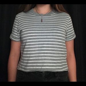 grey and white striped crop top from forever 21
